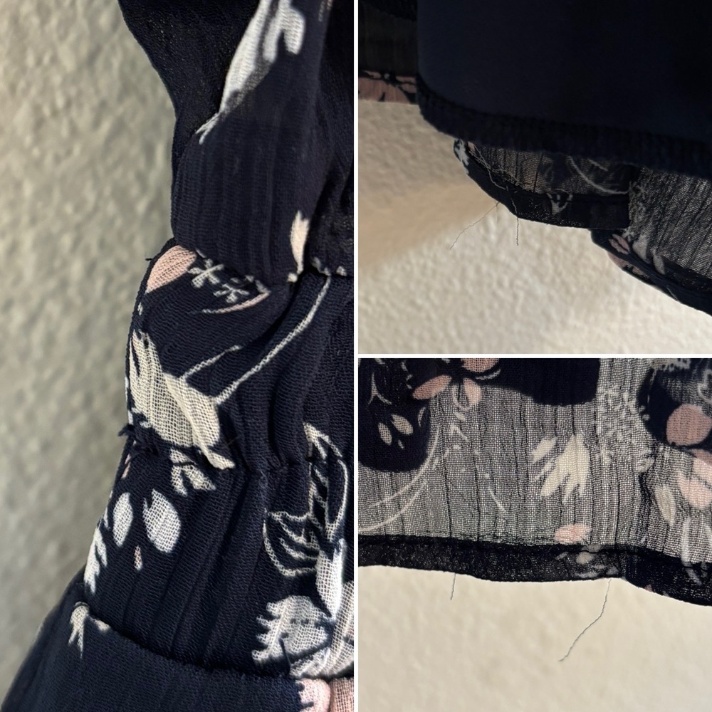 Francesca’s Tracy flutter sleeve navy floral romper - Picture 14 of 16